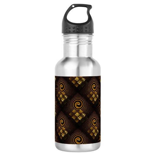 Gouden Moderne Boho Elegant Abstract Kunstpatroon Waterfles (Voorkant)