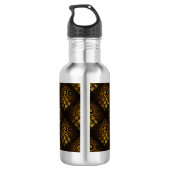 Gouden Moderne Boho Elegant Abstract Kunstpatroon Waterfles (Achterkant)