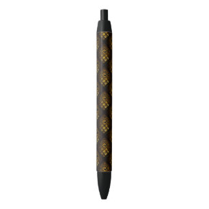 Gouden Moderne Boho Elegant Abstract Kunstpatroon Zwarte Inkt Pen