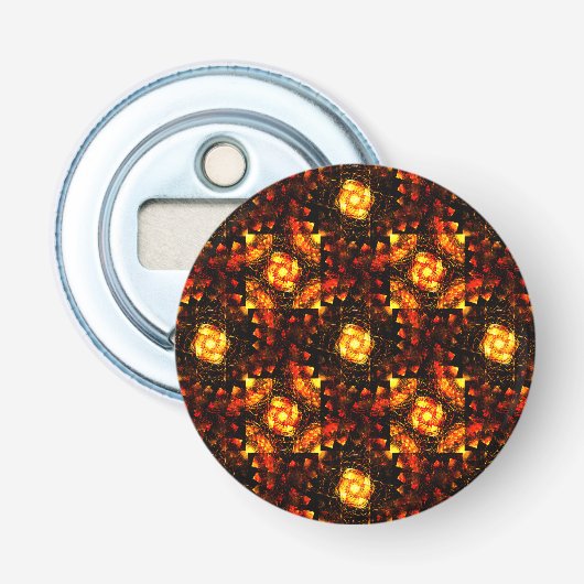 Gouden moderne boho elegante abstracte kunstpatroo button flesopener (Voorkant)