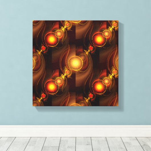 Gouden Moderne Boho Elegante Abstracte Kunstpatroo Canvas Afdruk (Insitu (Houten vloer))