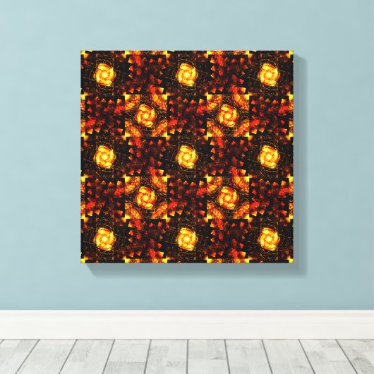 Gouden moderne boho elegante abstracte kunstpatroo canvas afdruk (Insitu (Houten vloer))