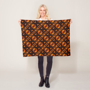 Gouden Moderne Boho Elegante Abstracte Kunstpatroo Fleece Deken