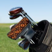 Gouden Moderne Boho Elegante Abstracte Kunstpatroo Golfheadcover (Insitu)
