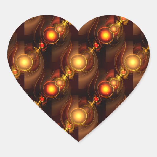 Gouden Moderne Boho Elegante Abstracte Kunstpatroo Hart Sticker (Voorkant)