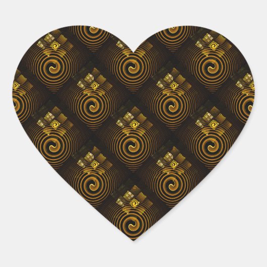 Gouden moderne boho elegante abstracte kunstpatroo hart sticker (Voorkant)
