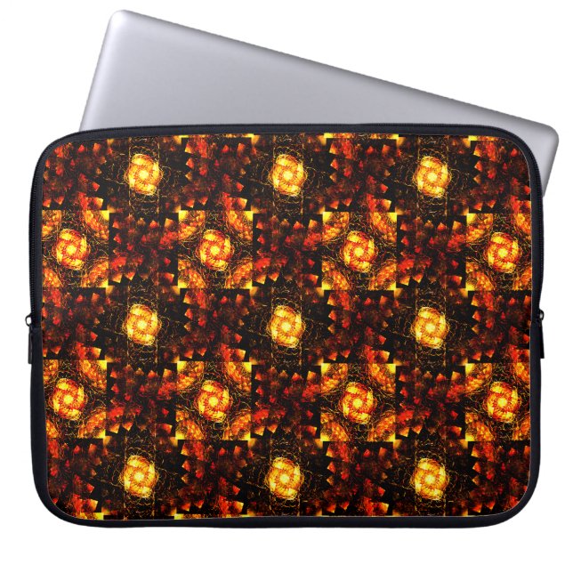 Gouden moderne boho elegante abstracte kunstpatroo laptop sleeve (Voorkant)