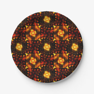 Gouden moderne boho elegante abstracte kunstpatroo papieren bordje
