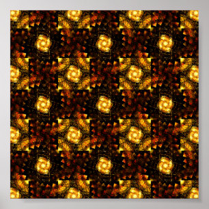 Gouden Moderne Boho Elegante Abstracte Kunstpatroo Poster