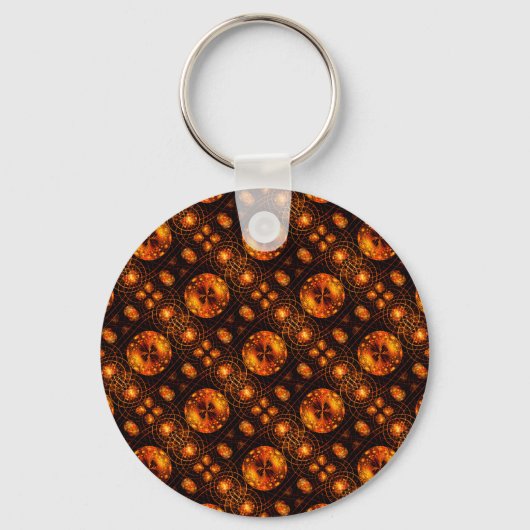Gouden moderne boho elegante abstracte kunstpatroo sleutelhanger (Voorkant)