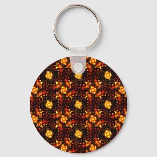 Gouden moderne boho elegante abstracte kunstpatroo sleutelhanger (Voorkant)