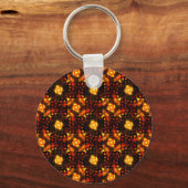 Gouden moderne boho elegante abstracte kunstpatroo sleutelhanger (Voorkant)