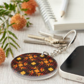 Gouden Moderne Boho Elegante Abstracte Kunstpatroo Sleutelhanger (Voorkant Rechts)