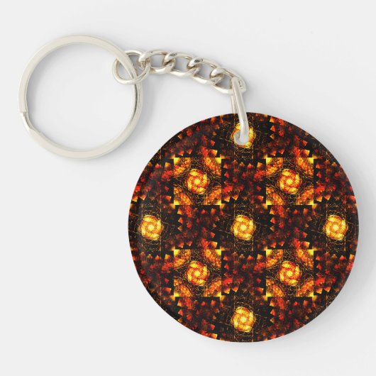 Gouden Moderne Boho Elegante Abstracte Kunstpatroo Sleutelhanger (Voorkant)