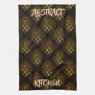 Gouden Moderne Boho Elegante Abstracte Kunstpatroo Theedoek