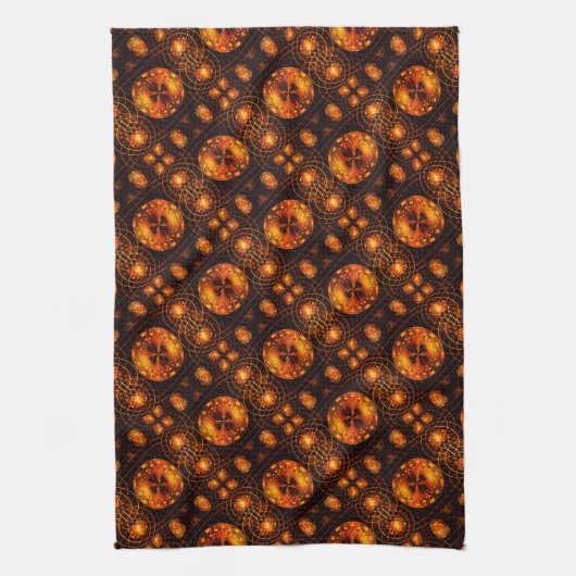 Gouden moderne boho elegante abstracte kunstpatroo theedoek (Verticaal)