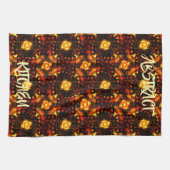 Gouden Moderne Boho Elegante Abstracte Kunstpatroo Theedoek (Horizontaal)