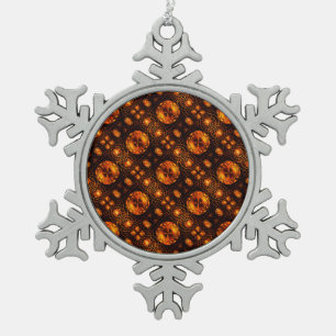 Gouden Moderne Boho Elegante Abstracte Kunstpatroo Tin Sneeuwvlok Ornament