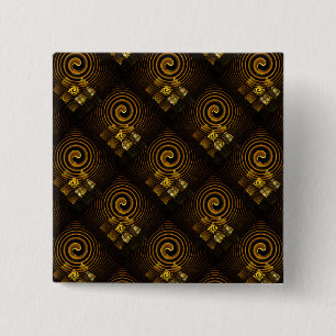 Gouden moderne boho elegante abstracte kunstpatroo vierkante button 5,1 cm