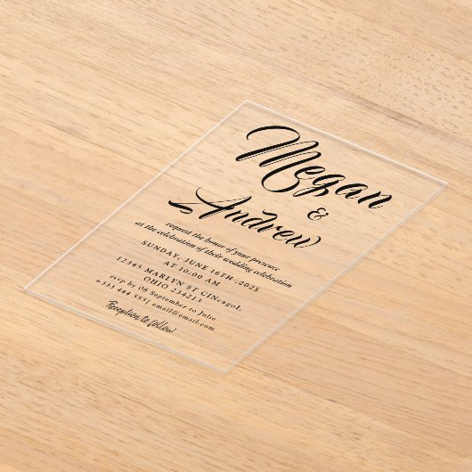 Gouden moderne bruiloft acryl uitnodigingen (Laagn)