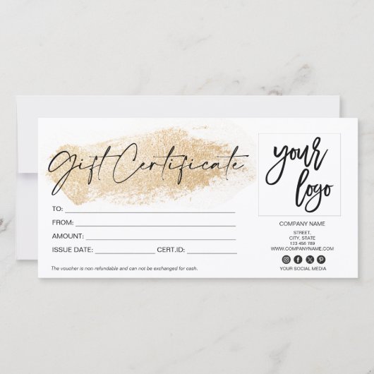gouden moderne cadeaukaart certificaat logo toevoe (Voorkant)