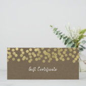 Gouden Moderne Chic Rustieke Kraft Cadeaubon (Staand voorkant)