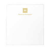 Gouden moderne chic trendy monogram naam briefpapi notitieblok (Voorkant)