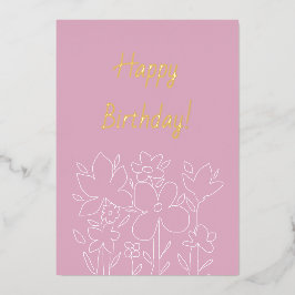 Gouden moderne cute wilde bloemen folie uitnodigin uitnodiging