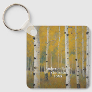 Gouden Moderne Espenbomen Sleutelhanger