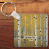 Gouden Moderne Espenbomen Sleutelhanger (Voorkant)