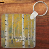Gouden Moderne Espenbomen Sleutelhanger (Achterkant)