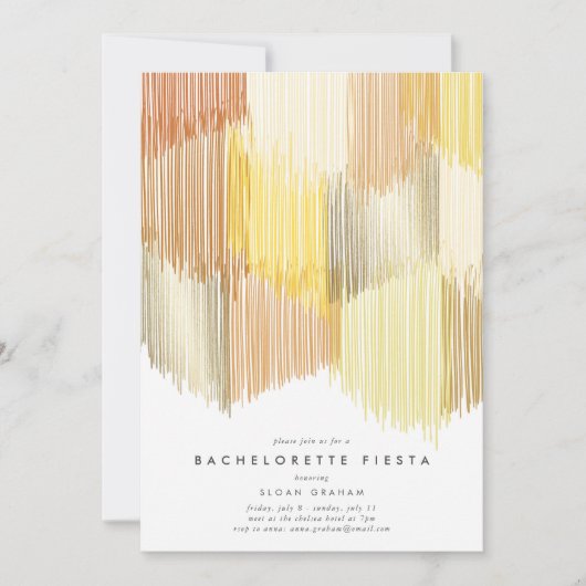 Gouden moderne Fringe Bachelorette Party uitnodigi Save The Date (Voorkant)