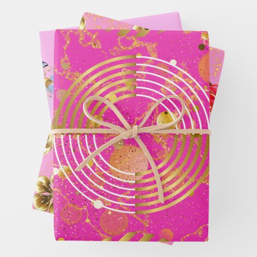 Gouden moderne geometrische en bloemen Galore Inpakpapier Vel (In situ)