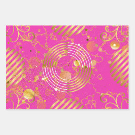 Gouden moderne geometrische en bloemen Galore Inpakpapier Vel