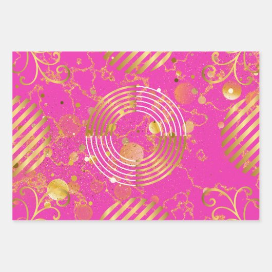 Gouden moderne geometrische en bloemen Galore Inpakpapier Vel (Voorkant)