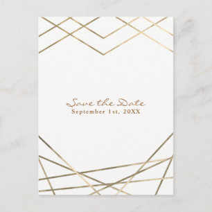 Gouden moderne geometrische lijnen chic 'Save the  Aankondigingskaart
