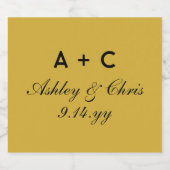 Gouden moderne gepersonaliseerde bruiloft Champagn Sparkling Wijnetiket (Enkel label)