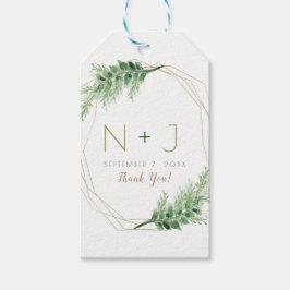 Gouden Moderne Glam Geometrische Botanische Trouwd Cadeaulabel