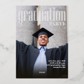 Gouden Moderne Grad Gradiënt Afstudeerfoto Sjabloo Folie Uitnodiging (Achterkant)