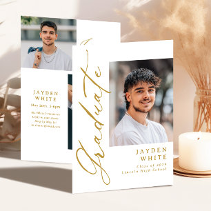 Gouden moderne kalligrafie foto afstuderen kaart