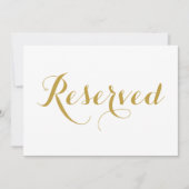 Gouden moderne kalligrafie gereserveerd trouwteken kaart (Voorkant)