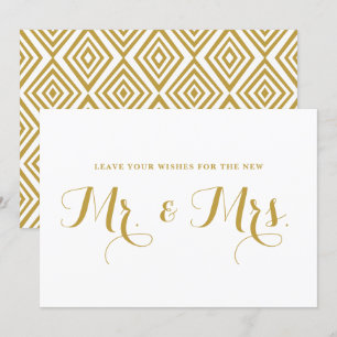 Gouden moderne kalligrafie wensen voor Mr. & Mrs.- Kaart