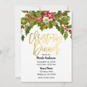 Gouden moderne kerstdiner vakantiefeest kaart (Voorkant)