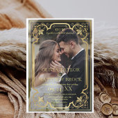 Gouden Moderne Klassieke Fotobruiloft Kaart