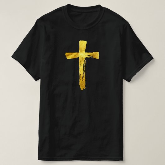 Gouden moderne kruis - Christelijk Religieus Cruci T-shirt (Design voorkant)