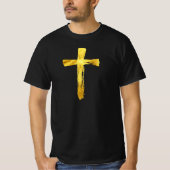 Gouden moderne kruis - Christelijk Religieus Cruci T-shirt (Voorkant)