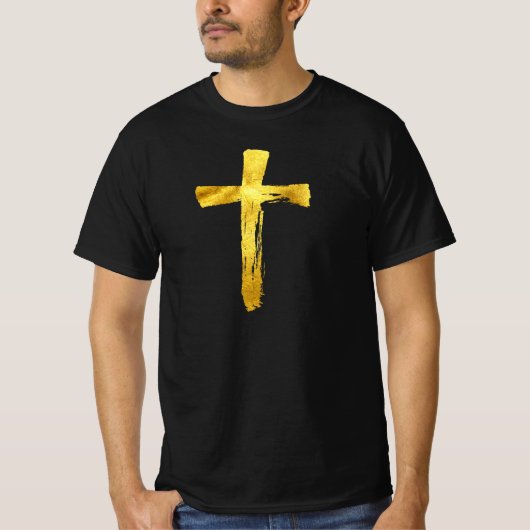 Gouden moderne kruis - Christelijk Religieus Cruci T-shirt (Voorkant)