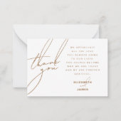 Gouden Moderne Minimale Foto Huwelijk Dank u kaart Notitiekaartje (Voorkant)