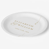 Gouden moderne minimalistische monogram bruiloft papieren bordje (Gekanteld)