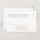 Gouden moderne minimalistische monogram bruiloft RSVP kaartje (Voorkant / Achterkant)